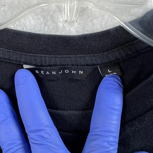 Sean John Mens Large Camo Skull Graphic T-Shirt Black 100% Cotton Dark Goth - Picture 4 of 11